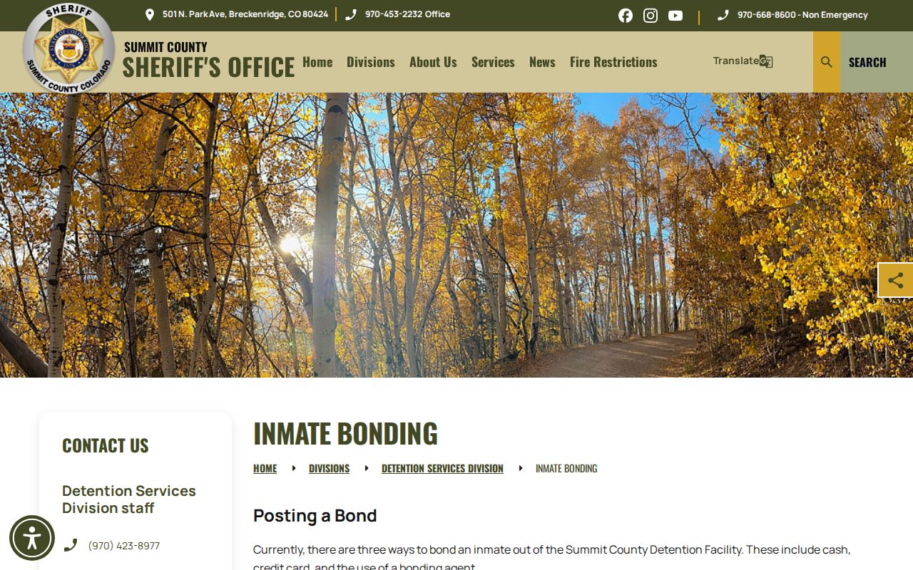 Summit County bond release information for released inmates