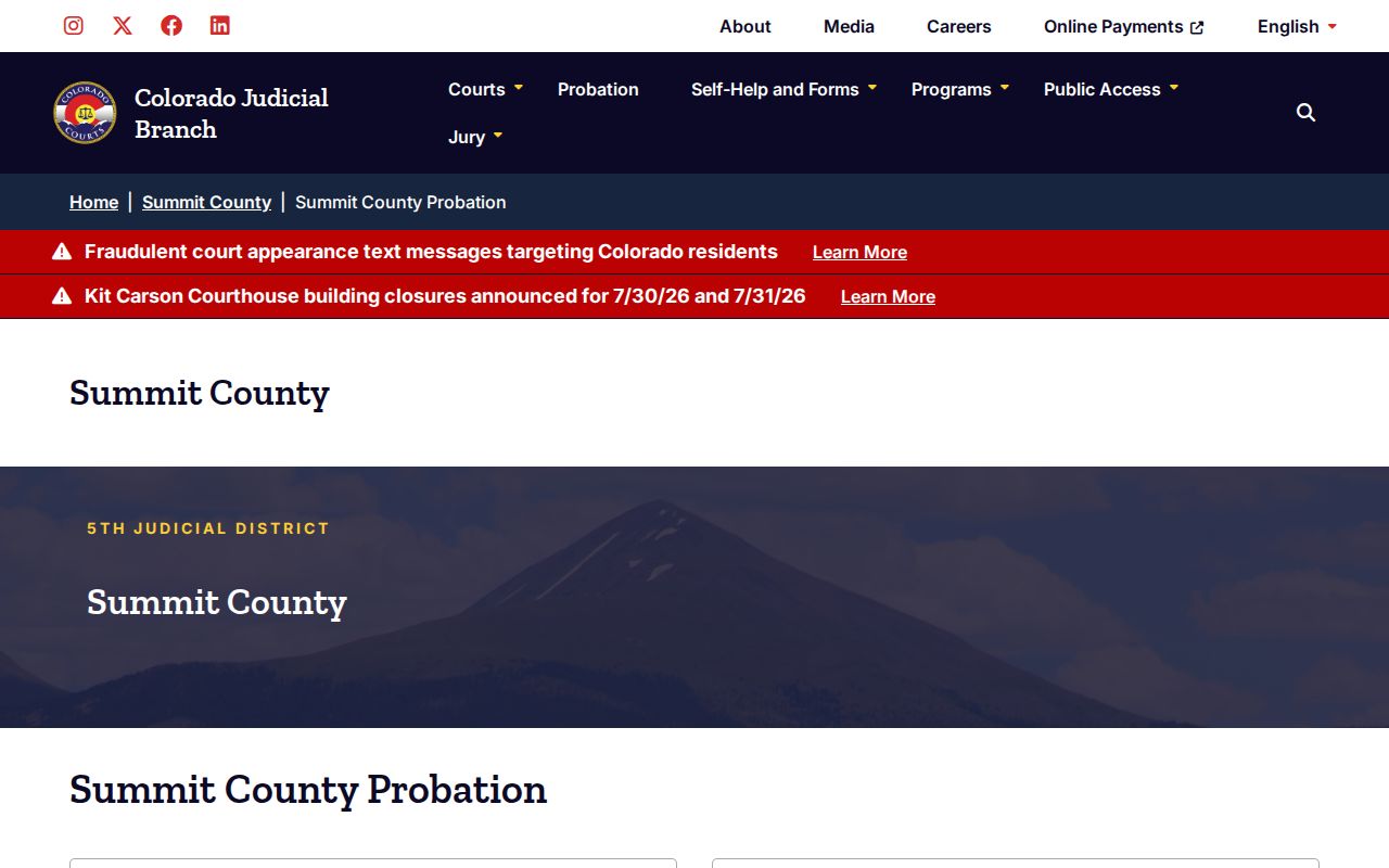 Summit County Probation page for release supervision records